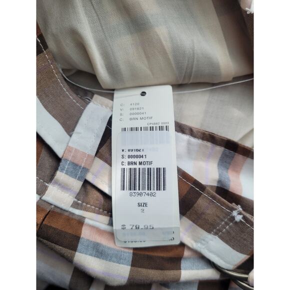 NWT Maeve Pleated A-Line Plaid Maxi Skirt Size 2 Brown Preppy Academia Twee - Picture 7 of 10